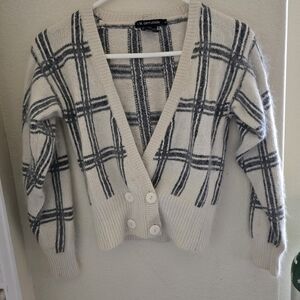 Vintage I.B. Diffusion Silk Angora Plaid Cardigan